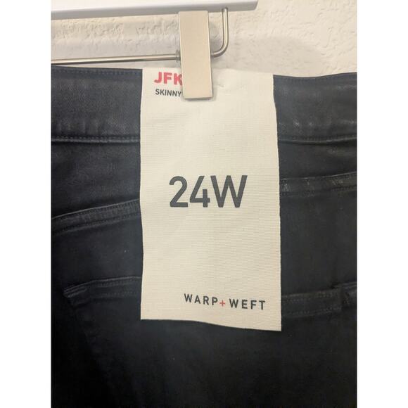 WARP + WEFT NWT Women's Plus Sized 14 Navy High JFK NYC Skinny Coated Denim $98 - Picture 7 of 10